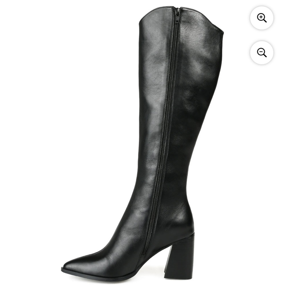 Journee Signature Womens Leather Laila Wide Calf Black Knee High Boots